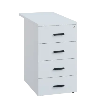 LKC 2 - 81 kontejner přístavný, 4-zásuvkový, deska 25 mm, centrální zámek, bílá